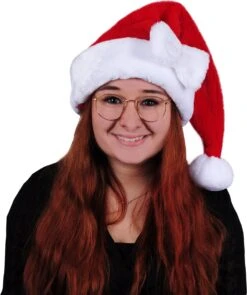 2x Morceaux De Chapeaux De Père Noël En Peluche Rouge Pour Femmes Avec Nœud Papillon - Accessoires De Noël/Accessoires D'habillage De Noël - Pour Les Femmes