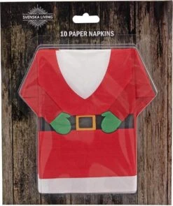 10x Pièces Serviettes Sur Le Thème De Noël Pull Père Noël 22 X 34 Cm - Décorations De Décoration De Table De Dîner De Noël