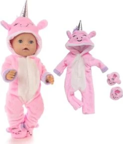 Vêtements De Poupée Fille - Convient Pour Bébé Born - Rose - Unicorn - Costume De Maison - Vêtements De Poupée 43 Cm - Noël - Cache-couche - Bracelet Unicorn GRATUIT -DUNI Magasin 1024x1200 12