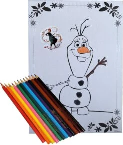 Disney Frozen - Livre De Coloriage - 16 Pages De Coloriage - 12 Crayons - 15 Autocollants Sur 1 Feuille - Bloc De Coloriage - Noël - Anna - Christoff - Sven - Olaf - Cadeau - Cadeau - Anniversaire - Sinterklaas -DUNI Magasin 1024x1200
