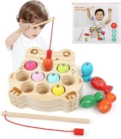 Flightmode - Houten Speelgoed Montessori Pour Enfants, Jeu De Pêche, Jouets à Partir De 2 Ans, Jouets Éducatif , Jeu De Pêche à La Grenouille, Jouets De Noël, Cadeau Filles Garçons 2 3 4 5 Ans -DUNI Magasin 1040x1200 2