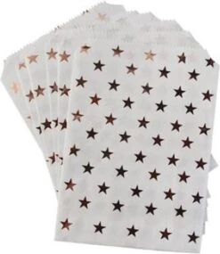 Sacs De Friandises - Sacs De Fête - Sacs D'anniversaire - Sacs De Fête - Sacs De Bonbons - Rose Gold Star - Papier - 13x18 Cm | Or - Sparklers | Naissance - Anniversaire - Mariage - Fête - Baby Shower | Traiter - Présent - Présent | Noël - Noël