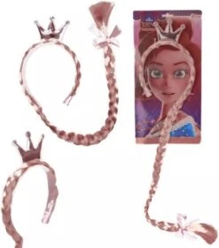 Serre-tête Avec Tresse Marron, Couronne Et Nœud - Diadème De Princesse Rose - Cadeau De Noël Sinterklaas Shoe Present