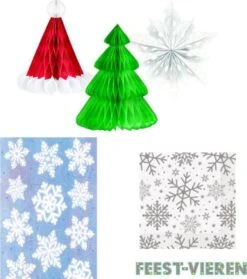 Ensemble De Décoration De Noël , Nids D'abeilles, Autocollants De Fenêtre Blancs Et Serviettes