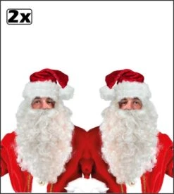 2x Perruque De Père Noël Avec Barbe De Luxe - Santa Claus Ho Ho Ho Arbre De Noël Du Pôle Nord Hiver Décembre Fête De Noël Festival Traîneau Renne