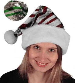Set De 2 Chapeaux De Noël Avec Paillettes Réversibles Pour Adultes - Chapeaux De Noël Colorés Rouge/vert/argent/blanc