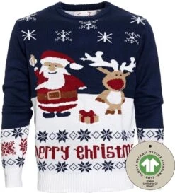 Pull De Noël Moche Femme & Homme - Pull De Noël "Cadeau De Rudolf & Santa Claus" - 100% Katoen Bio - Pull De Noël Homme & Femme Taille S