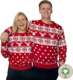 Ugly Christmas Sweater Women & Men - Christmas Sweater "Classique Red" - 100% Organic Katoen - Noël Pull Men & Women Size XXXXL -DUNI Magasin 1096x1200 1