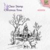 CT027 Stamp Nellie Snellen - Clear Stamps Christmas Time - Scène Hivernale Avec église Et Renne - Village De Noël Avec église Et Rennes -DUNI Magasin 1096x1200