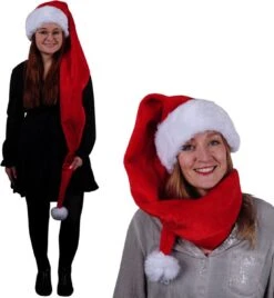 Chapeau De Noël De Luxe XL En Peluche Rouge/blanc Pour Adultes - Accessoires De Noël/Accessoires De Déguisement De Noël