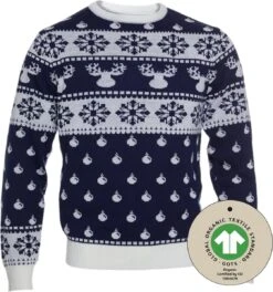 Ugly Christmas Sweater Women & Men - Christmas Sweater "Classique Blauw" - 100% Organic Katoen - Noël Sweater Men & Women Size L