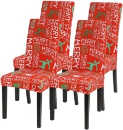Housses De Siège De Chaise De Noël Set De 4 Housses Extensibles élastiques Extensibles Chaises Cover Protector Pour La Salle à Manger De Mariage De Fête D'hôtel