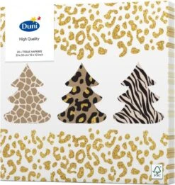 DUNI 60x Serviettes De Table De Noël/sur Le Thème De Noël Avec Des Sapins De Noël à Imprimé Animal 33 X 33 Cm - Serviettes De Noël/serviettes Jetables