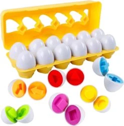 Flightmode- Jouets Œufs Assortis Enfants 12pcs Couleurs Et Formes Apprentissage Jouets De Tri Œufs En Plastique Trouver 18 Mois Montessori Puzzle Éducatif Pour Noël Fête Des Enfants Cadeau D'anniversaire