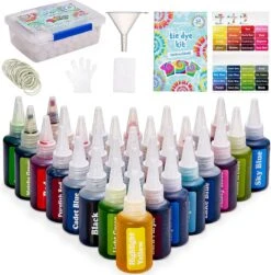THE TWIDDLERS Kit Complet De Teinture De Cravate 204 Pièces Avec Boîte Cadeau, 32 Couleurs - Tissu, Vêtements, T-shirt, Chaussures Pour Femmes, Sac - Artisanat, Cadeau De Noël Pour Adolescents, Garçons Et Filles