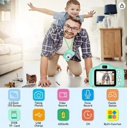 Green-32GB Kids Caméra Numérique Vintage Caméra Photographie Vidéo Caméra Mini Education Jouets Pour Enfants Bébé Cadeaux 1080P Caméra De Noël -DUNI Magasin 1184x1200 5