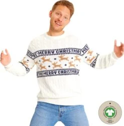 Ugly Christmas Sweater Women & Men - Pull De Noël "Traditionnel & Élégant Wit" - 100% Katoen Biologique - Pull De Noël Homme & Femme Taille XXXXL -DUNI Magasin 1185x1200 1