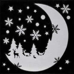 Sticker Fenêtre Noël - Fête De Noël, Décoration De Fenêtre, Sticker Et Décoration De Fenêtre - Lune / Cerf - 30x30cm - 2 Pièces