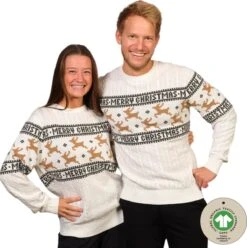 Ugly Christmas Sweater Women & Men - Pull De Noël "Traditionnel & Élégant Wit" - 100% Katoen Biologique - Pull De Noël Homme & Femme Taille XXXXL -DUNI Magasin 1197x1200 4