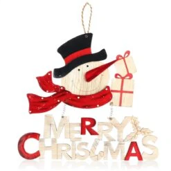 Décoration à Suspendre Noël - Lettrage Pendentif En Bois Avec Bonhomme De Neige - Plaque De Porte En Bois Noël - Cintre Pour Portes, Murs, Fenêtres
