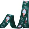 Ruban De Noël 19mm (1.9cm) | Ruban De Satin De Luxe | Ruban De Noël Gnome De Noël | Vert Chasseur (593) Rouge Wit | Ruban Cadeau | Rouleau : 10 Mètres