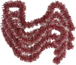 3 X Guirlandes De Sapin De Noël / Guirlandes De Lametta De 180 X 7 Cm De Couleur Rouge Avec Neige