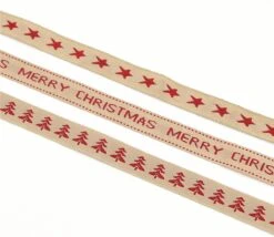 Ruban De Noël 16mm (1.6cm) | Ruban De Katoen | Ruban De Tissage Ruban De Noël | Étoiles | Naturel Crème Rouge | Ruban Cadeau | Ruban De Tissus | Rouleau : 4,5 Mètres -DUNI Magasin 1200x1038