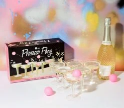 Le Jeu De Fête Original, Jeu Amusant à Boire, Alternative Au Beer Pong Pour Les Anniversaires, Les Fêtes, Le Réveillon, Les Fêtes De Noël Et Le Champagne, Rose (12 Verres Et 3 Boules)
