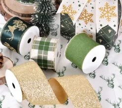 Ruban De Noël Avec Fil De Fer | Look Lin Satiné | Ceinture De Tissage 38mm (3,8cm) | Bande De Paillettes Goud | Bordure En Lurex Doré | Ruban De Noël Ruban Scintillant | Ruban De Tissus | Ruban Cadeau | Longueur: 3 Mètres -DUNI Magasin 1200x1057