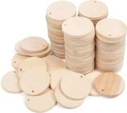 Belle Vous Disques Bois Brut (Lot De 80) 3.4cm - 4mm Disques Bois Naturel Pré-percés Avec Porte-Clés - Pour Étiquettes, Décorations & Ornements De Noël -DUNI Magasin 1200x1073