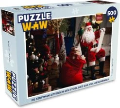 Puzzle Père Noël Assis Sur Une Chaise Avec Un Sac Plein De Cadeaux - Puzzle - Puzzle 500 Pièces - Noël - Cadeau - Cadeau De Noël Pour Hommes, Femmes Et Enfants - Sinterklaas Présente - Sinterklaas Pour Les Grands Enfants