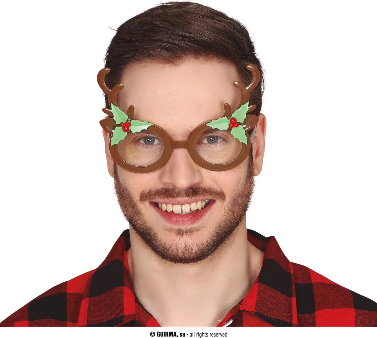 Guirma - Costume De Noël Et Du Nouvel An - Renne Avec Des Lunettes De Houx De Noël - Marron - Noël - Déguisements D'habillage 3 Guirma - Costume De Noël Et Du Nouvel An - Renne Avec Des Lunettes De Houx De Noël - Marron - Noël - Déguisements D'habillage