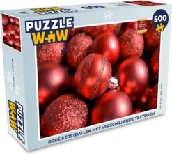 Puzzle Boules De Noël Rouges Avec Différentes Textures - Puzzle - Puzzle 500 Pièces - Noël - Cadeau - Cadeau De Noël Pour Hommes, Femmes Et Enfants - Sinterklaas Présente - Sinterklaas Pour Les Grands Enfants