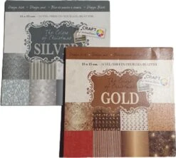 Craft Noël Design Block Argent / Goud - Set De 2 Blocs - 24 Feuilles Avec 24 Motifs - Craft Sensations - Deco Time - Christmas Designpad - Noël - Hobby - Vacances