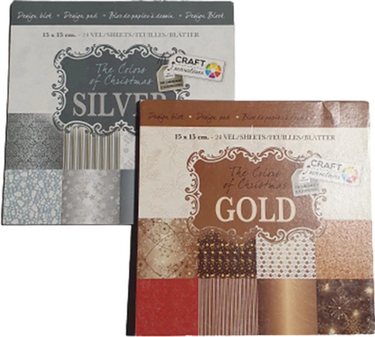 Craft Noël Design Block Argent / Goud - Set De 2 Blocs - 24 Feuilles Avec 24 Motifs - Craft Sensations - Deco Time - Christmas Designpad - Noël - Hobby - Vacances 3 Craft Noël Design Block Argent / Goud - Set De 2 Blocs - 24 Feuilles Avec 24 Motifs - Craft Sensations - Deco Time - Christmas Designpad - Noël - Hobby - Vacances