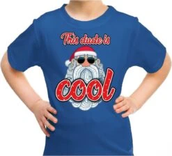 Mauvaise Chemise / T-shirt De Noël - Ce Mec Est Cool Avec Du Bleu Santa Cool Pour Les Enfants - Vêtements De Noël / Tenue De Noël L (140-152)