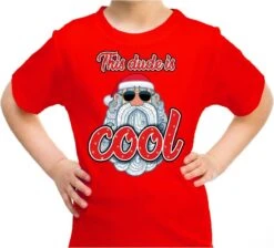 Mauvaise Chemise / T-shirt De Noël - Ce Mec Est Cool Avec Cool Santa Red Pour Les Enfants - Vêtements De Noël / Tenue De Noël XL (164-176)