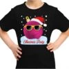 Mauvaise Chemise / T-shirt De Noël Rose Cool Boule De Noël Fête De Noël Noir Pour Enfants - Vêtements De Noël / Tenue De Noël XL (164-176)