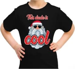Mauvaise Chemise / T-shirt De Noël - Ce Mec Est Cool Avec Un Père Noël Noir Pour Les Enfants - Vêtements De Noël / Tenue De Noël XL (164-176)