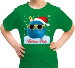 Wrong Christmas Shirt / T-shirt Cool Blue Christmas Bauble Christmas Party Green For Children - Noël Vêtements / Tenue De Noël M (116-134)