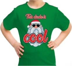 Mauvaise Chemise / T-shirt De Noël - Ce Mec Est Cool Avec Du Vert Père Noël Cool Pour Les Enfants - Vêtements De Noël / Tenue De Noël XL (164-176)
