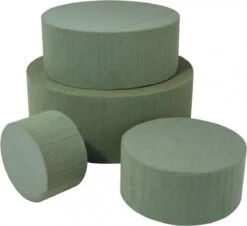 2x Blocs Mousse Florale Verte Ronde / Oasis Humides 20 X 8 Cm - Mousse Florale Pour De Vraies Fleurs - Faire Un Arrangement De Noël