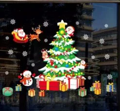 Stickers De Noël Sans Citrons Merry Xmas / Sapin De Noël | 60 X 90 Cm | Réutilisable |Noël |Jours Fériés | Autocollants |