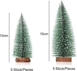 10 Pièces Mini Sapin De Noël Petit Sapin Avec Base En Bois Pin Artificiel Effet De Neige Artificielle Bricolage Vert Petit Mini Sapin De Noël Pour La Fête De Noël -DUNI Magasin 1200x1114 2