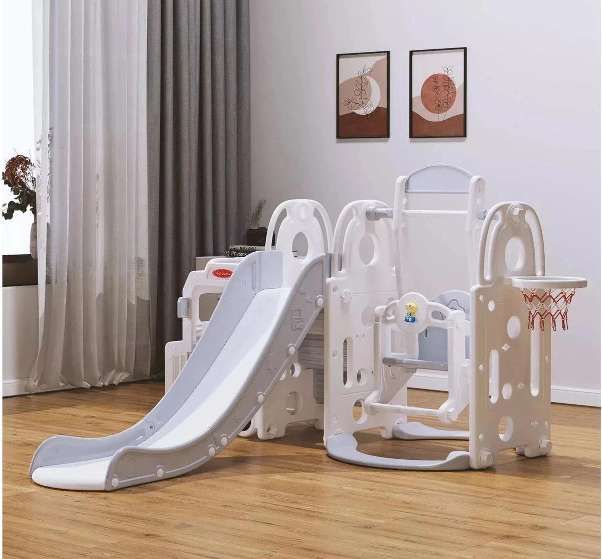 Playset XXL Avec Toboggan Et Balançoire - Van Wit Pour L'intérieur Et L'extérieur - Bébé - Toddler - Toddler - Cadeau - 1 An - 2 Ans - 3 Ans - Sinterklaas - Noël - Garçon - Fille - Slider 5 Playset XXL Avec Toboggan Et Balançoire - Van Wit Pour L'intérieur Et L'extérieur - Bébé - Toddler - Toddler - Cadeau - 1 An - 2 Ans - 3 Ans - Sinterklaas - Noël - Garçon - Fille - Slider – Image 3