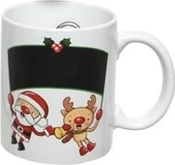 Decoris Tasse / Mug De Noël 300 Ml Renne / Père Noël Avec Cloche De Noël - Vaisselle De Noël - Décoration De Table Petit-déjeuner / Dîner De Noël