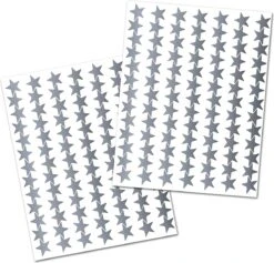 Silver Star Autocollants Glossy - 294 Autocollants - Mega Advantage - Star Stickers Argent - 3 Feuilles Star Stickers - Craft Stickers Noël - Hobby Stickers Christmas - Cards Autocollants