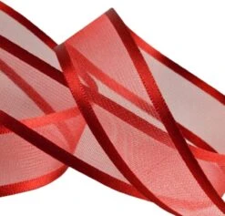 Ruban Organza Satin Garniture 22mm (2.2cm) Rouge | Ruban Satin Organza | Qualité De Luxe | Ruban De Noël | Ruban Cadeau | Rouleau De 22,85 Mètres