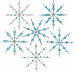 Ensemble Naler De 6 Perles Avec Des Décorations De Flocons De Neige Pour Faire Des Décorations D'arbre De Noël, Blanc Bleu Transparent, Y Compris Diverses Perles De Perles Et Formes De Flocons De Neige En Fil D'acier Inoxydable