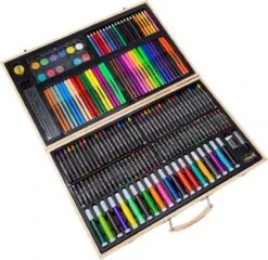 Boîte à Dessin De Luxe Pour Enfants - 180 Pièces - Set De Dessin - Valise De Dessin - Crayons De Couleur - Aquarelle - Craie - Sinterklaas - Noël - Cadeau Pour Les Enfants